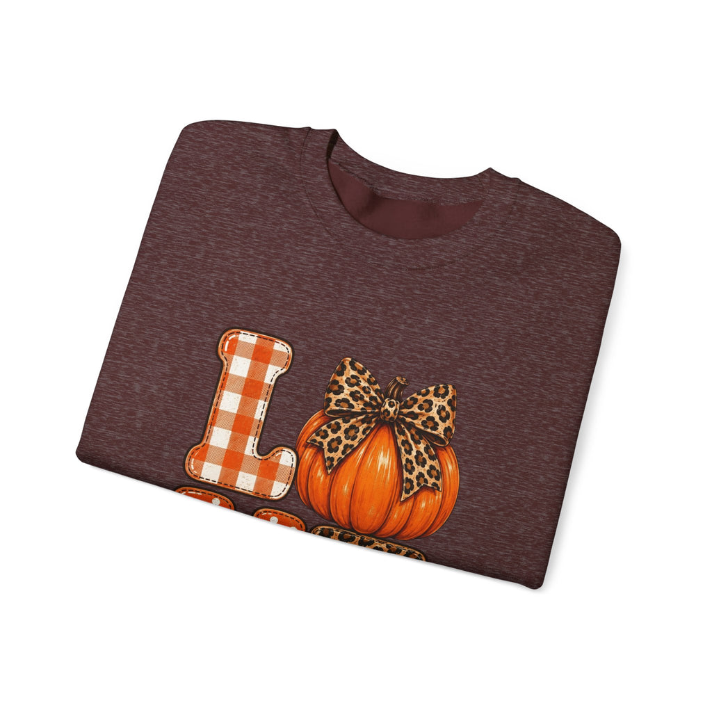 Pumpkin Love Crewneck Sweatshirt — Leopard & Plaid Fall Pullover