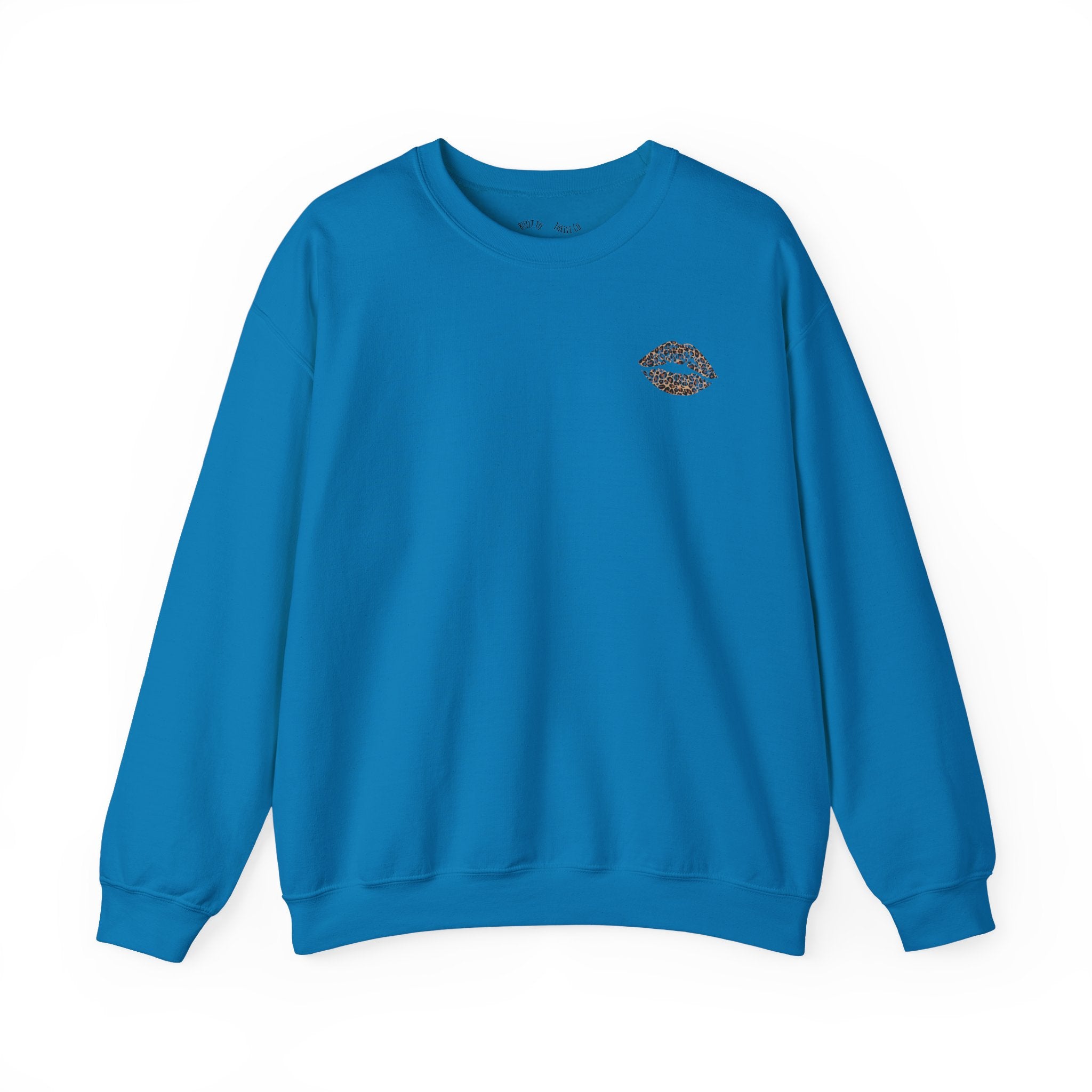 Kiss Graphic Sweatshirt — "I Have a Heart But This Mouth" Lip Print Crewneck