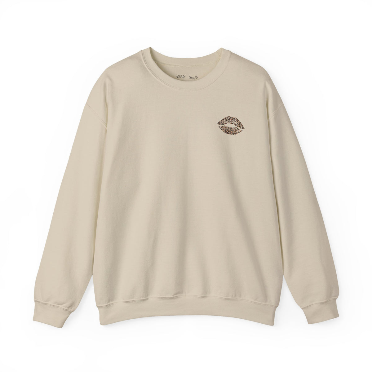 Kiss Graphic Sweatshirt — "I Have a Heart But This Mouth" Lip Print Crewneck