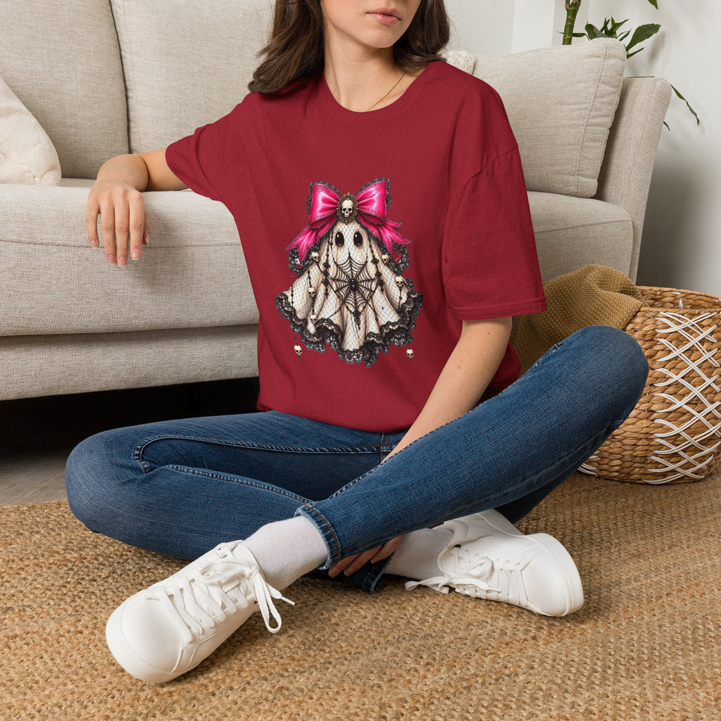 Skull Lace Bow T-Shirt — Gothic Cute Skeleton Graphic Tee