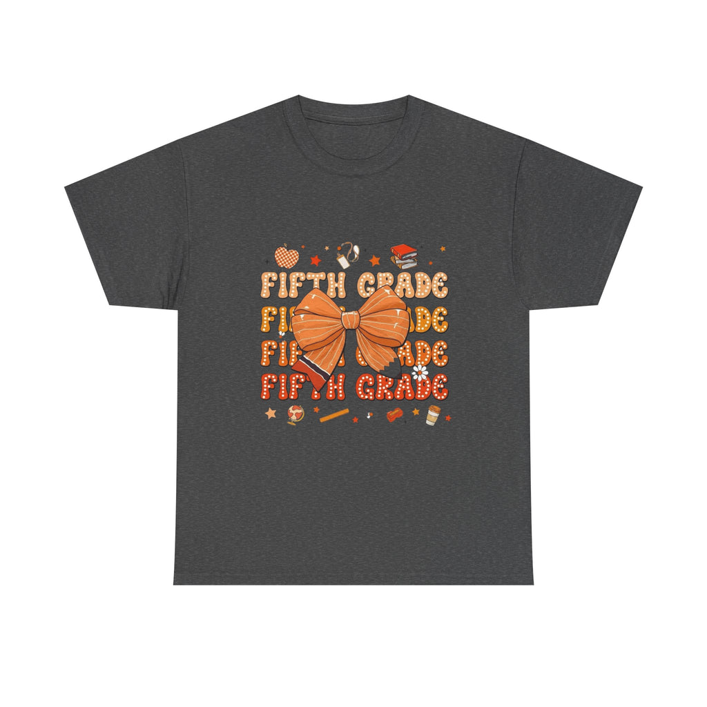 Fifth Grade Bow T-Shirt — Cute Orange School Graduation Tee for Kids
