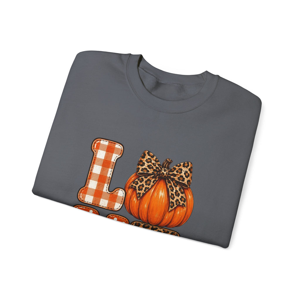 Pumpkin Love Crewneck Sweatshirt — Leopard & Plaid Fall Pullover